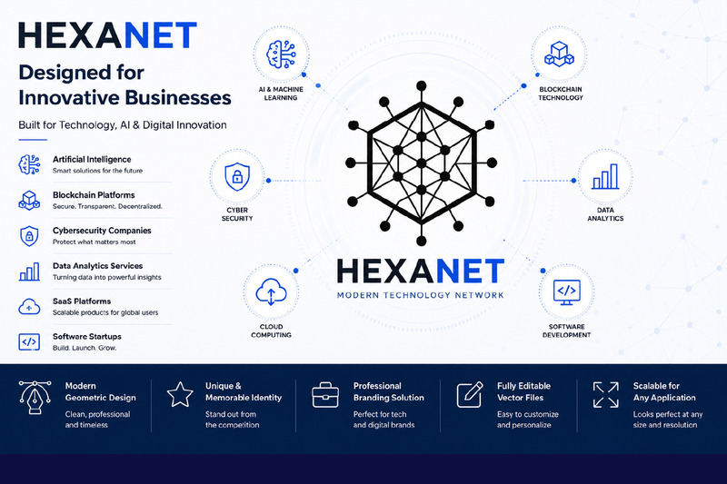 HexaNet - Modern Technology Network Logo Template - Features Image 1
