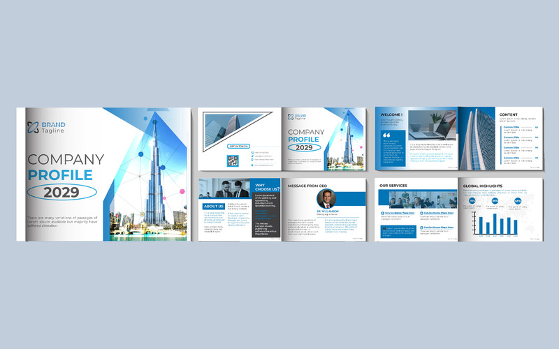 Modèle de brochure moderne au format paysage pour profil d'entreprise - Caractéristiques de l’image 1