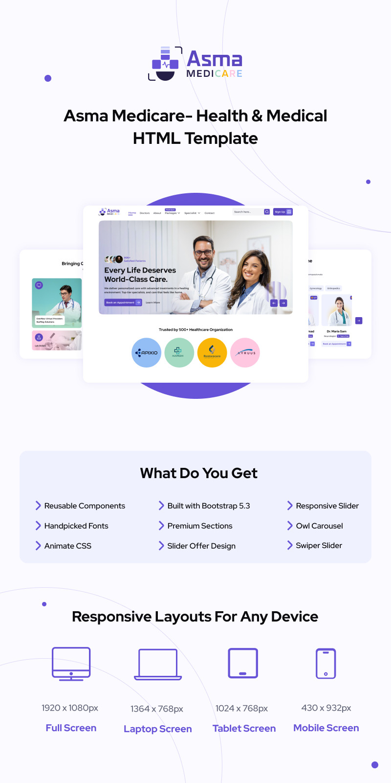 Asma Medicare – Responzivní šablona vstupní stránky HTML5 pro zdravotnictví a lékařské služby - Features Image 1