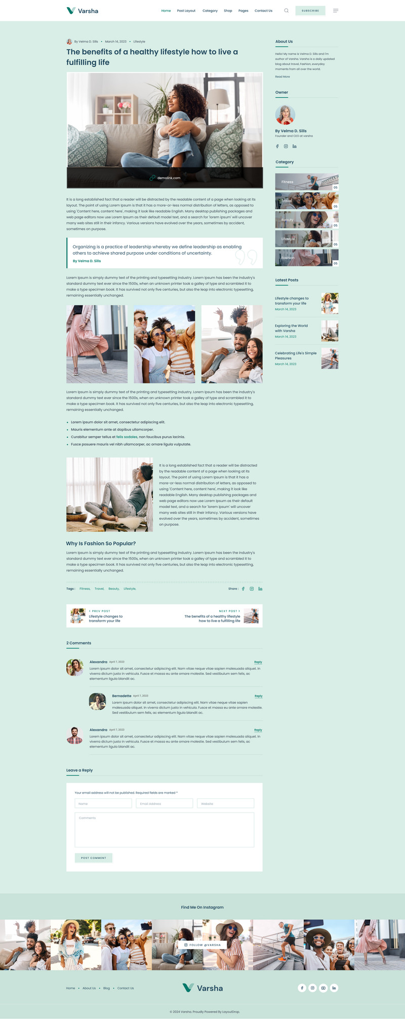 Varsha - Livsstil Personlig blogg Figma Mall - Features Image 2