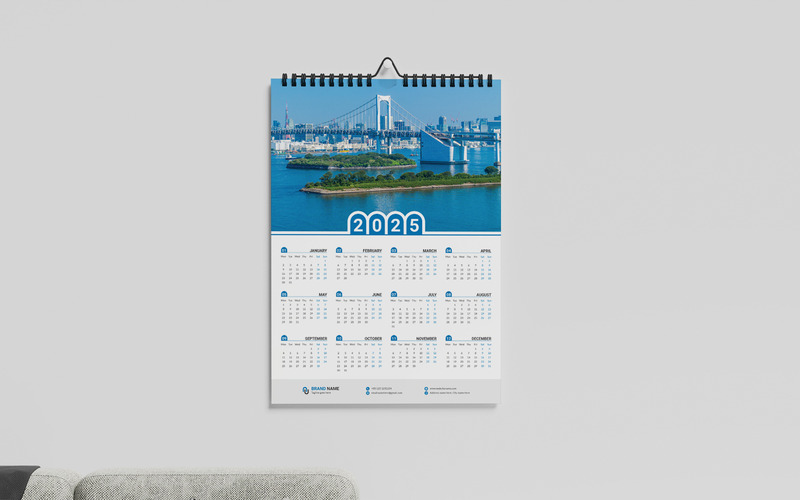 Modello di calendario mensile aziendale per modello vettoriale da parete - Caratteristiche Immagine 1
