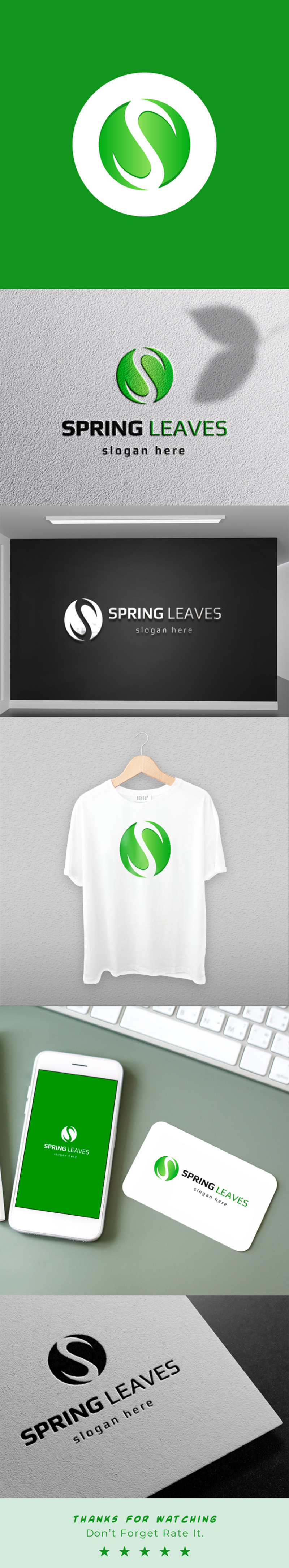 Diseño de logotipo con la letra S de Spring Leaves - Características Imagen 1