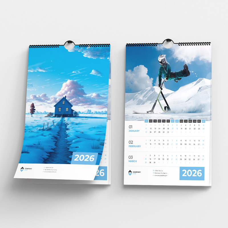 Kurumsal Duvar Takvimi 2026 Tasarım Şablonu Düzenlenebilir Vactor Dosyası - Features Image 1
