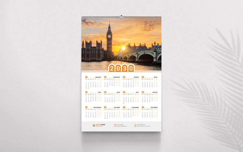 Modello di calendario mensile aziendale per modello vettoriale da parete - Caratteristiche Immagine 2