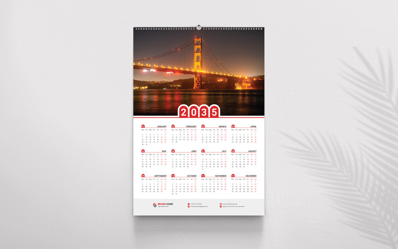 Modello di calendario mensile aziendale per modello vettoriale da parete - Caratteristiche Immagine 3