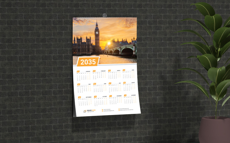 Kurumsal Aylık Duvar Takvimi Tasarım Vektör Şablonu - Features Image 1