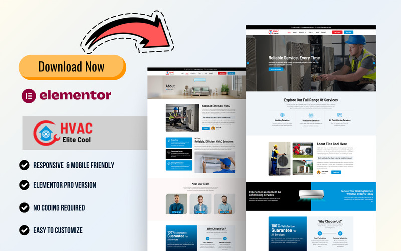 CoolNest – Klimaanlagenreparatur und HLK-Dienste WordPress Elementor Template Kit - Eigenschaften Bild 4