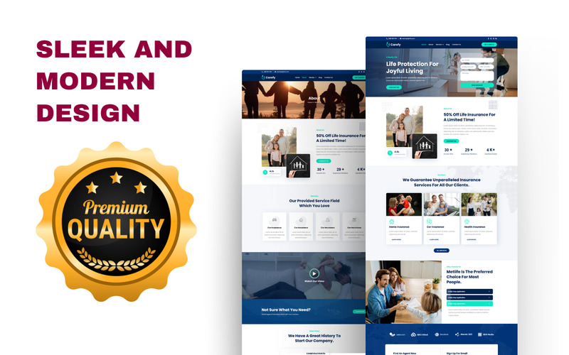 Carefy Life Insurance WordPress Elementor Template kit - Features Image 3