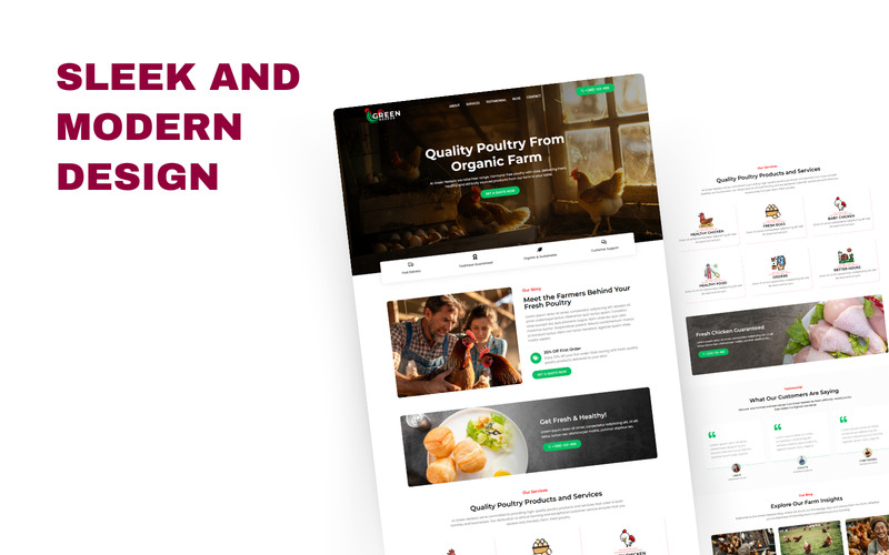 Grön Nedeos — Ekologiskt fjäderfä från Elementor-mallsatser - Features Image 3