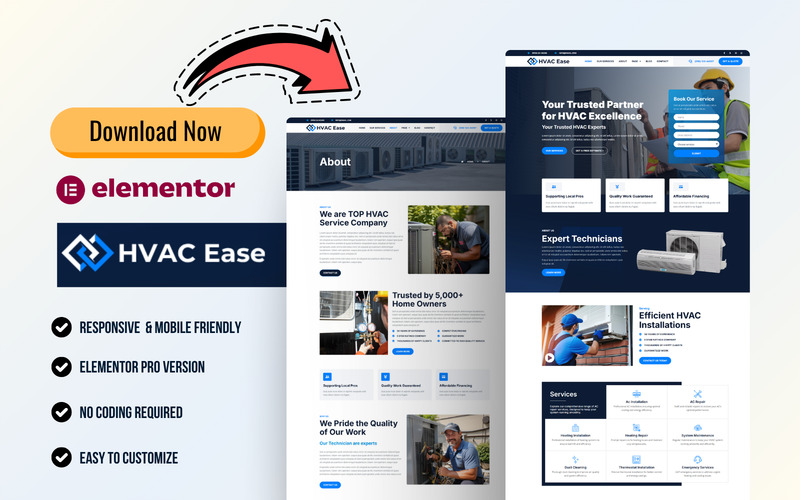 CoolNest – Klimaanlagenreparatur und HLK-Dienste WordPress Elementor Template Kit - Eigenschaften Bild 5