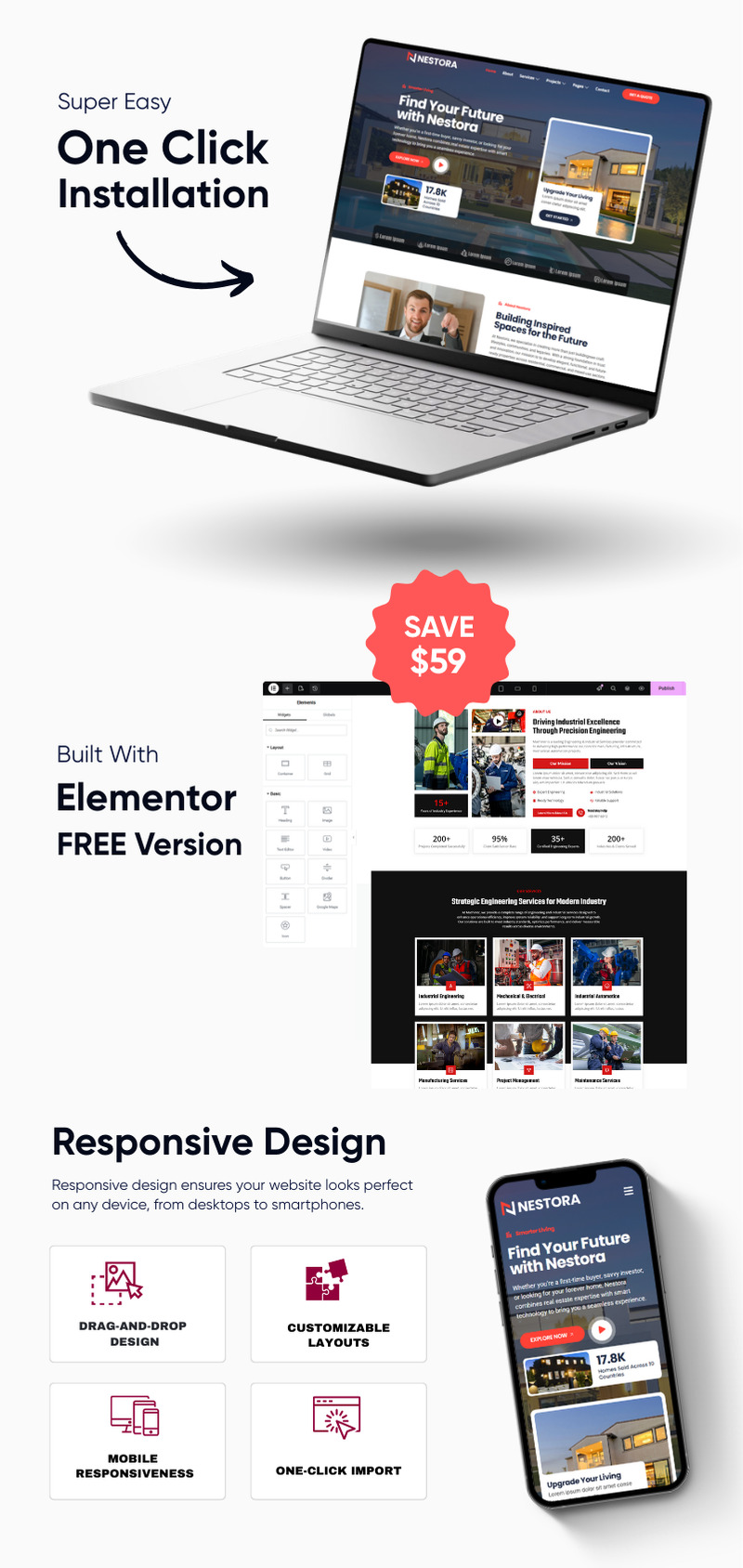 Nestora – Real Estate Agent WordPress Elementor Template Kit - Features Image 1