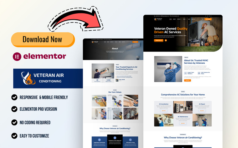 CoolNest – Klimaanlagenreparatur und HLK-Dienste WordPress Elementor Template Kit - Eigenschaften Bild 7