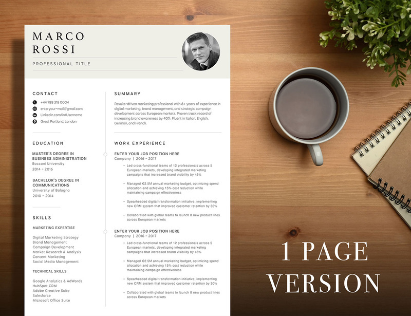 Minimal Professional Resume CV Template | Editable | 1-Page CV | Word, PDF, PSD Canva Format - Features Image 2