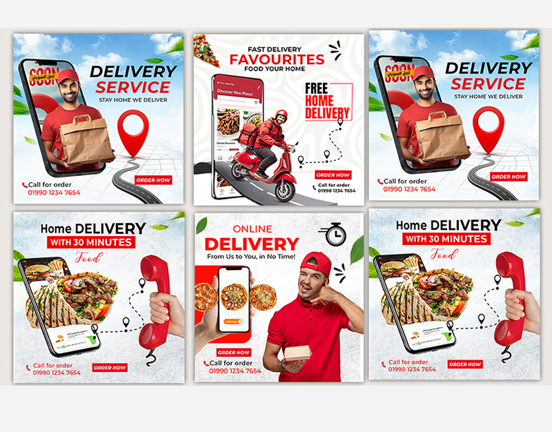 Food Delivery Social Media Post Template - Features Image 1