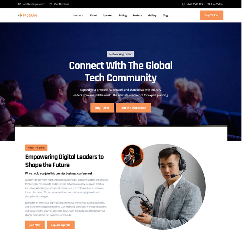 Program – Event, Conference & Meetup Landing Page HTML Template - Features Image 1