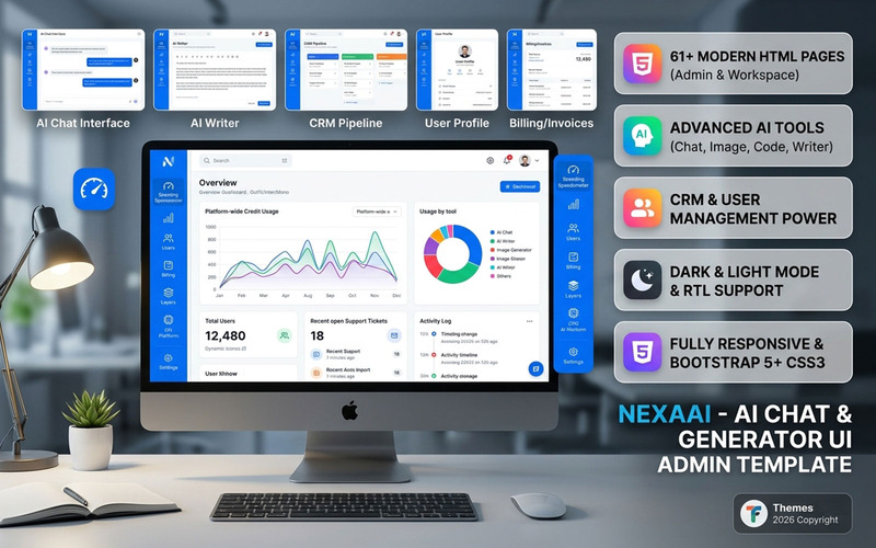 NexaAI – Vorlage für das UI-Admin-Dashboard des KI-Chats und -Generators - Eigenschaften Bild 1