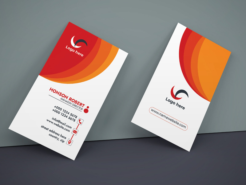 Template for a corporate vertical business card - Features Image 1