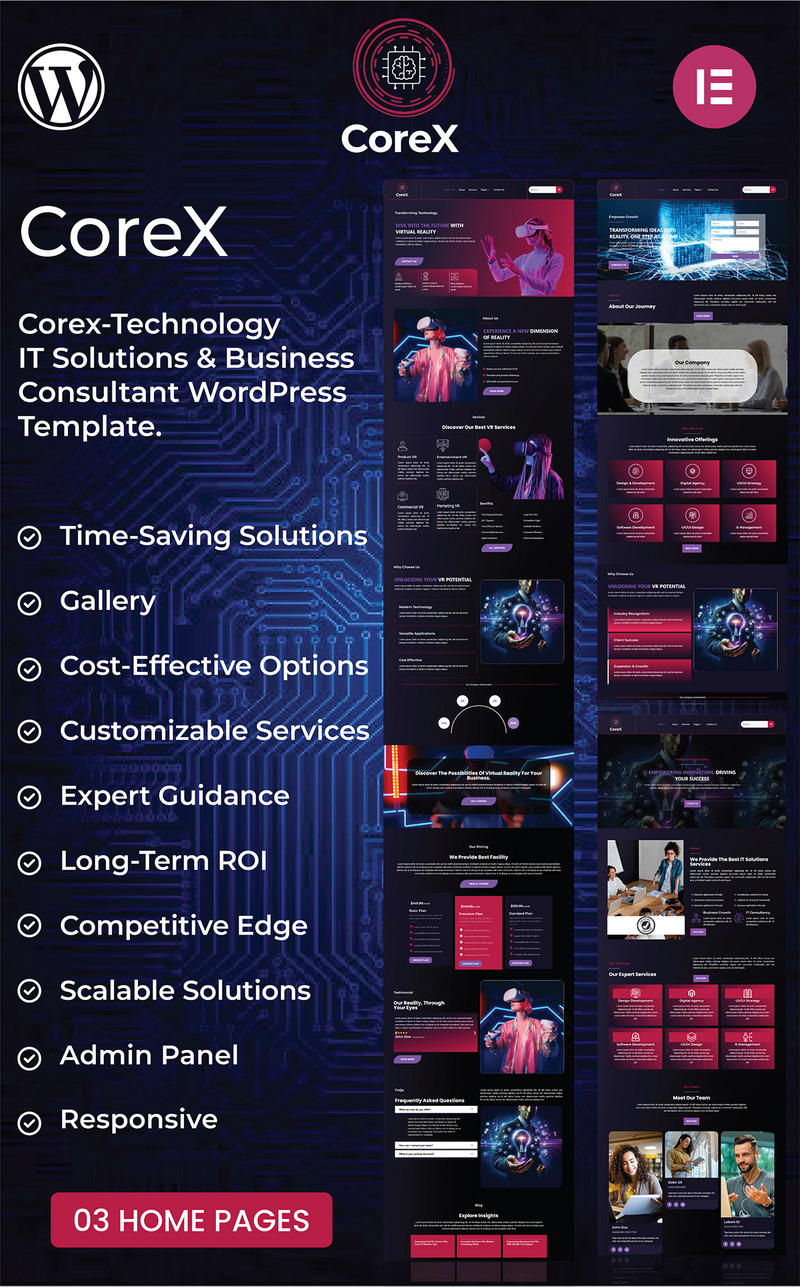 Modello WordPress per consulenti aziendali e soluzioni IT Corex-Technology - Caratteristiche Immagine 1