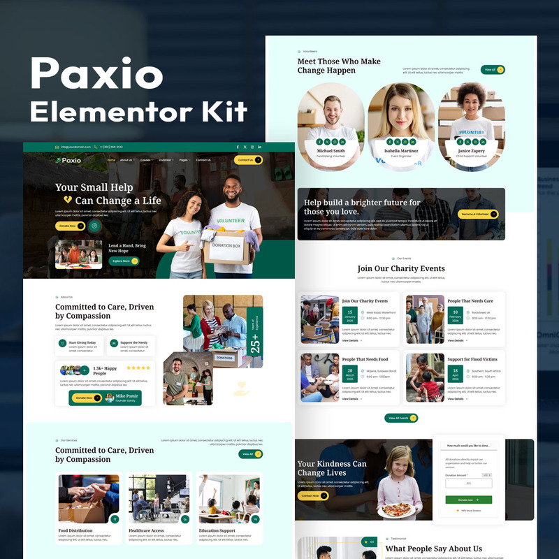 Paxio - Charity & Donations Elementor Kit - Features Image 1