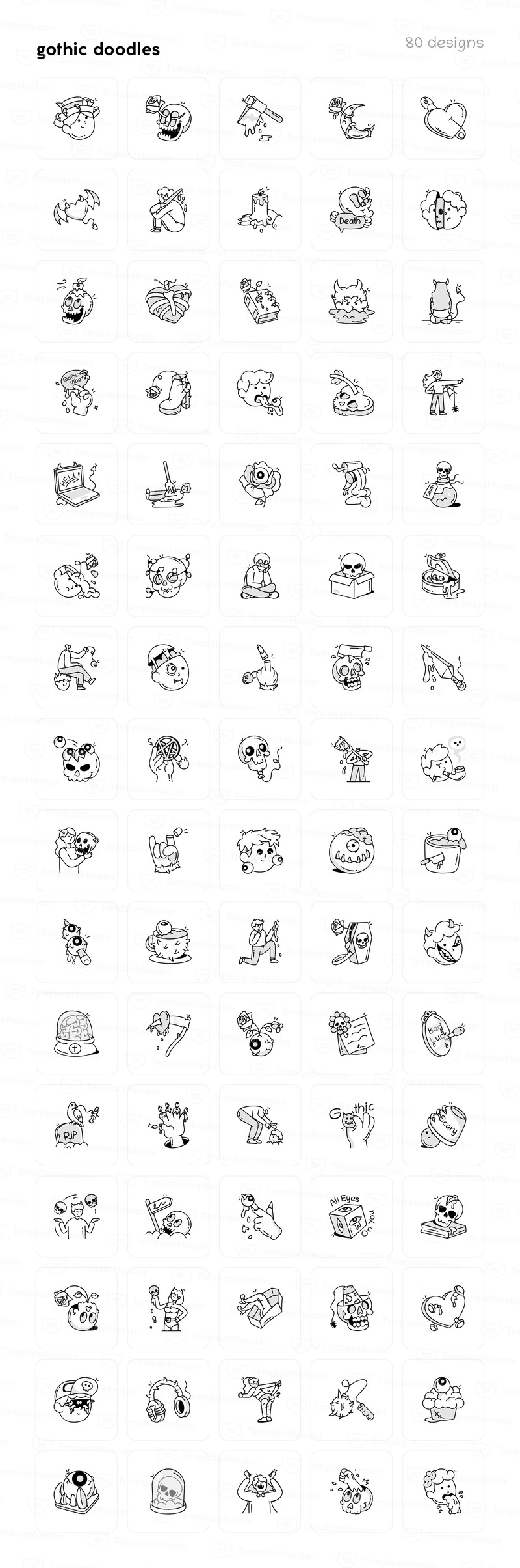 Moderna gotiska doodle ikoner - Features Image 1