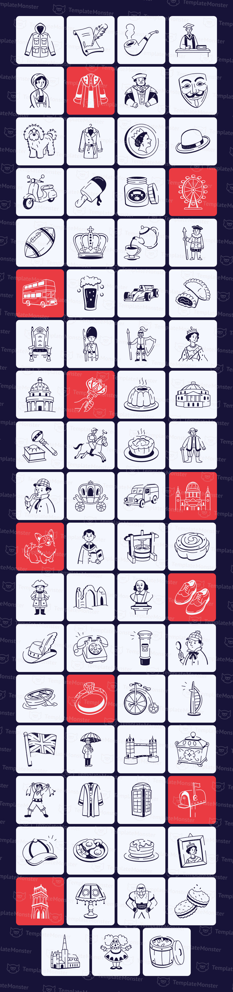 Modern English Doodle Icon Set - Features Image 1