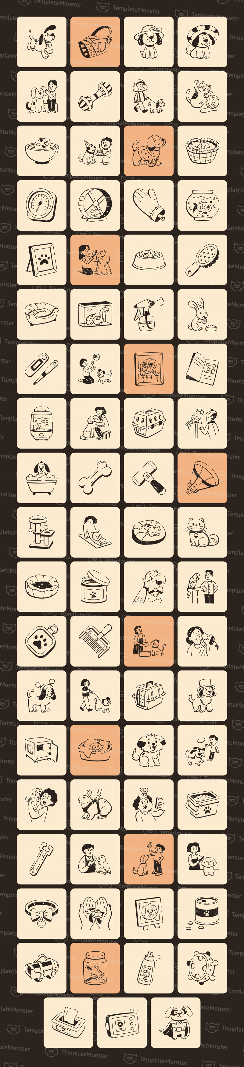 Modern Pet Icon Art Set Doodles - Features Image 1