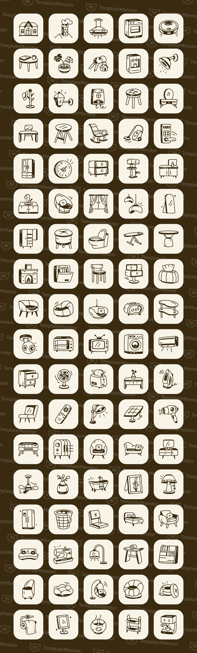 Modern House Doodle Icon Set - Features Image 1