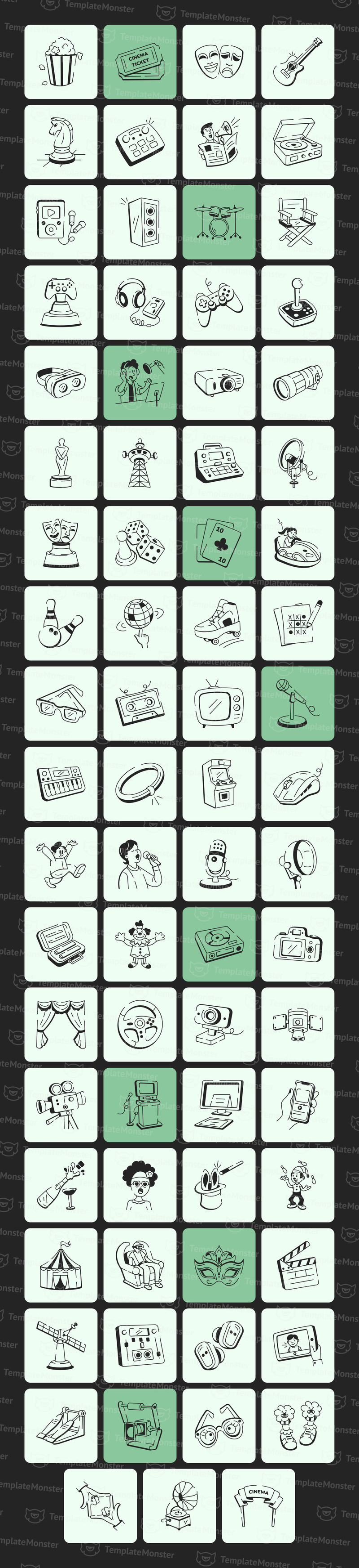 Entertainment Doodle Icon Set - Features Image 1