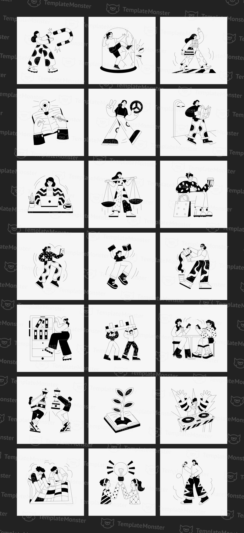 Monokrom illustrationsuppsättning - Features Image 10