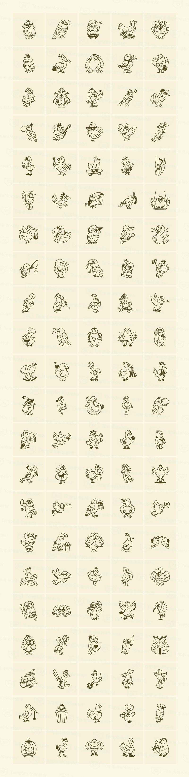 Conjunto de arte moderno de garabatos de pájaros - Características Imagen 1