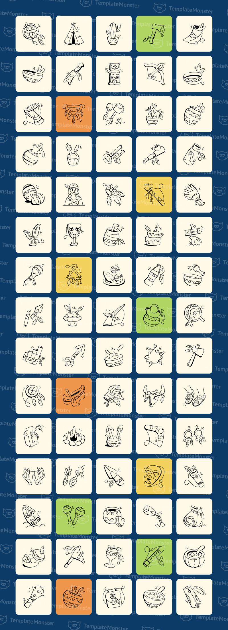 Moderna Boho Doodles linje ikoner - Features Image 1