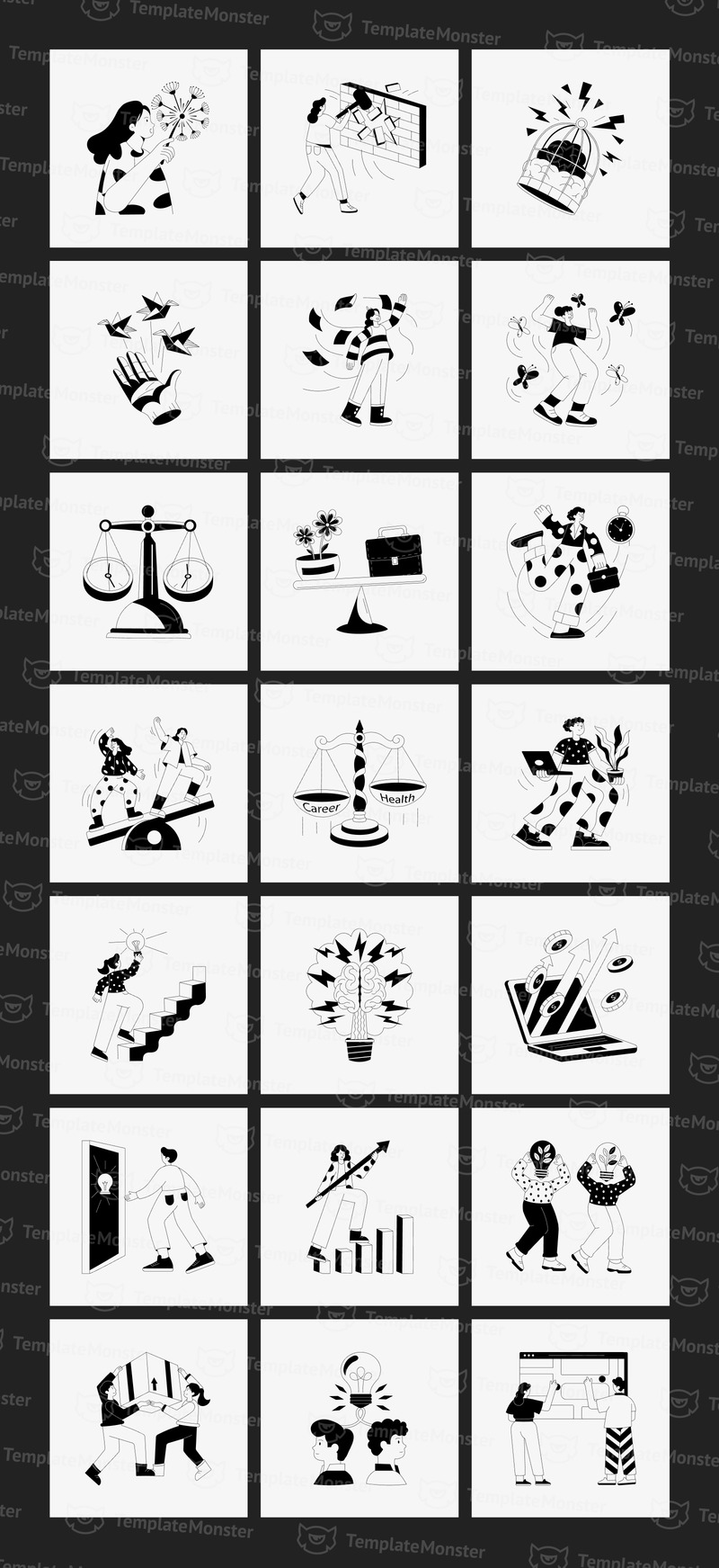 Monokrom illustrationsuppsättning - Features Image 6