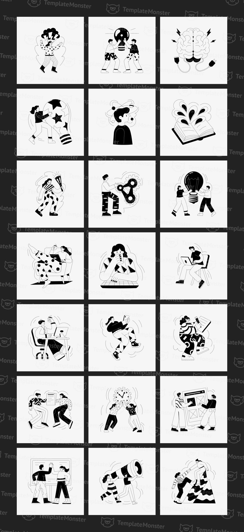 Monokrom illustrationsuppsättning - Features Image 1