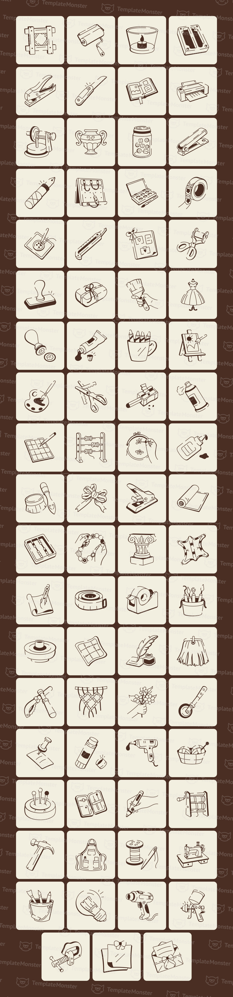 Crafting and DIY Doodle Icon set - Features Image 1