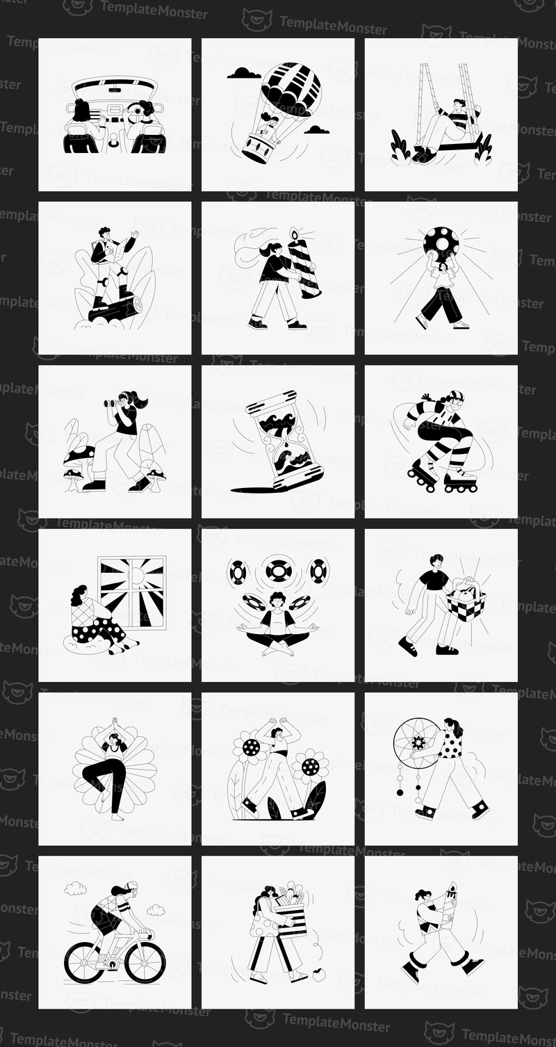 Monokrom illustrationsuppsättning - Features Image 12