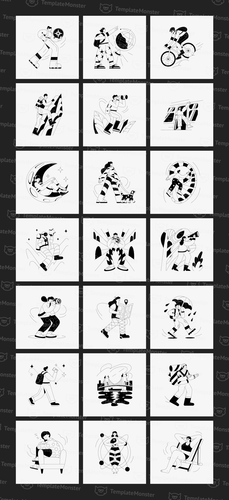 Monokrom illustrationsuppsättning - Features Image 8