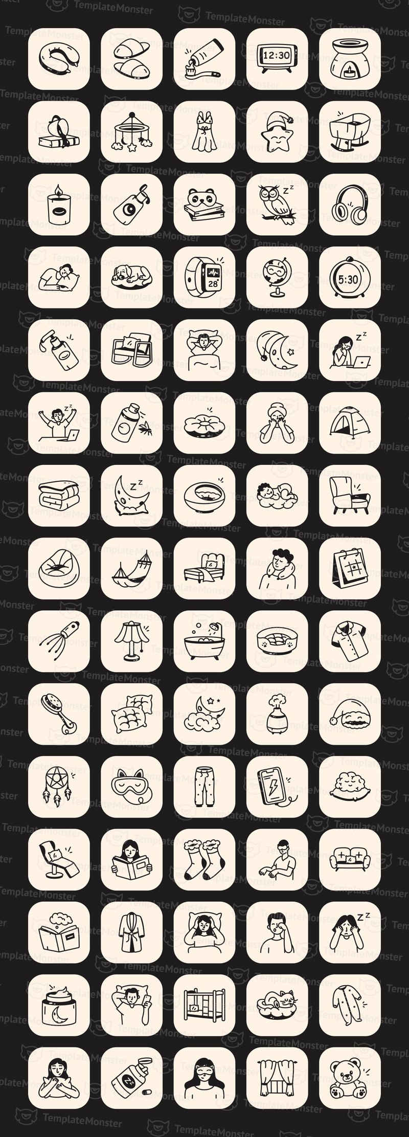 Modern Sleep Doodle Icon Set - Features Image 1