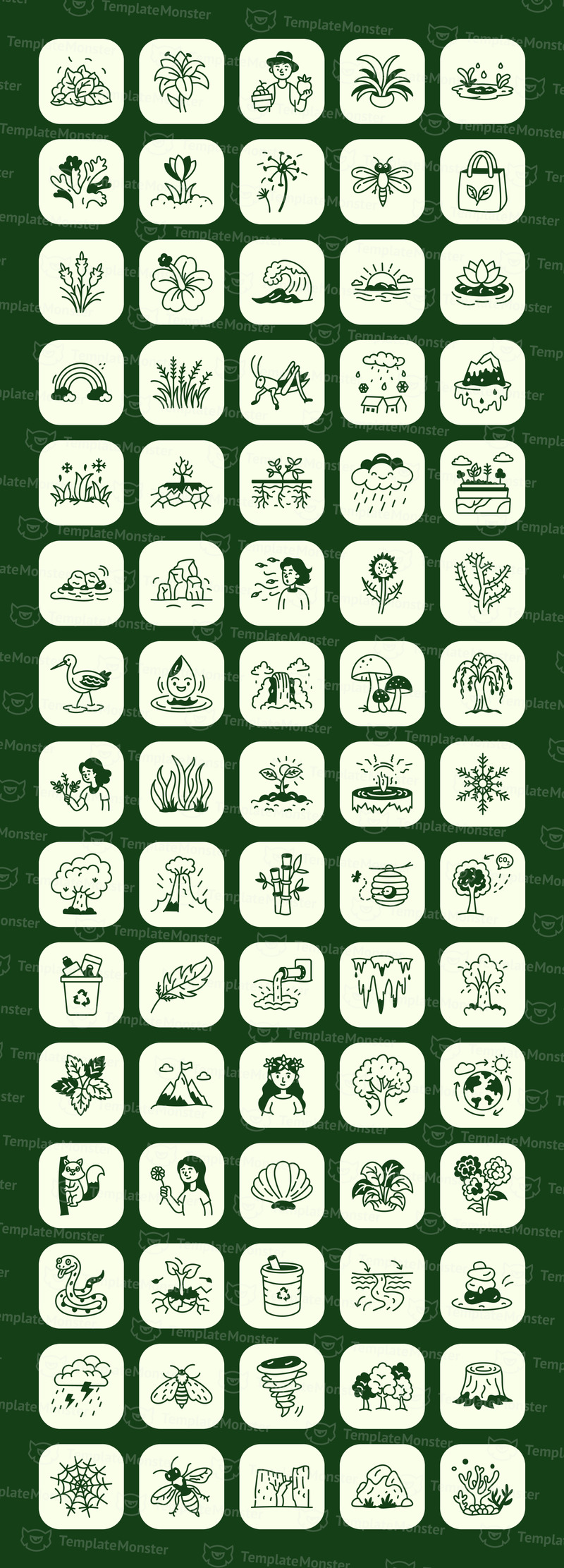 Modern Nature Doodle Icon Set - Features Image 1