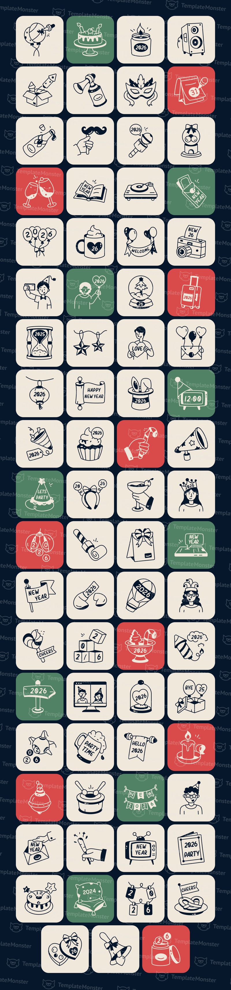 Modern New Year Doodles Art Set - Features Image 1