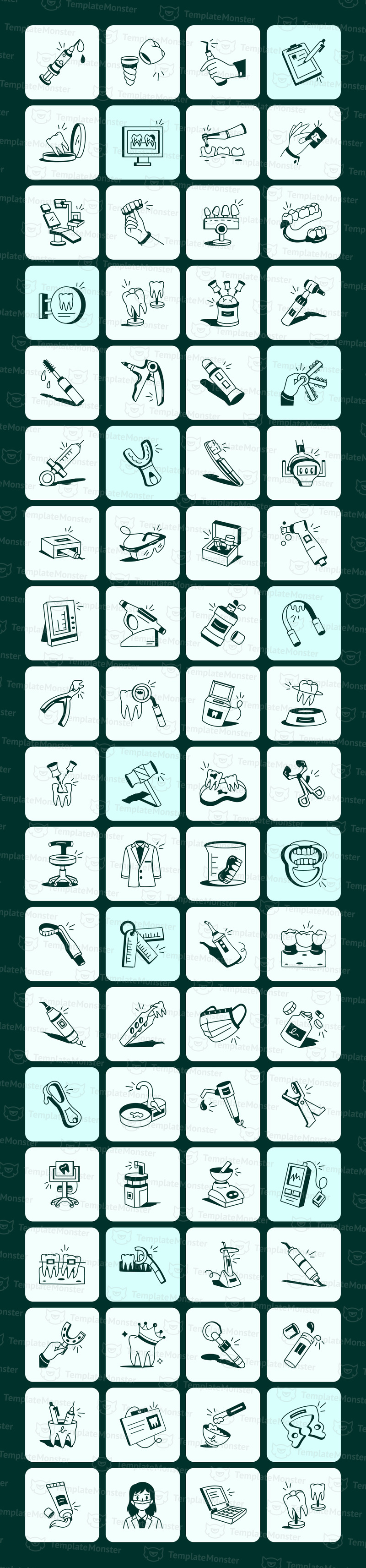 Modern tandläkare Doodle Ikonuppsättning - Features Image 1