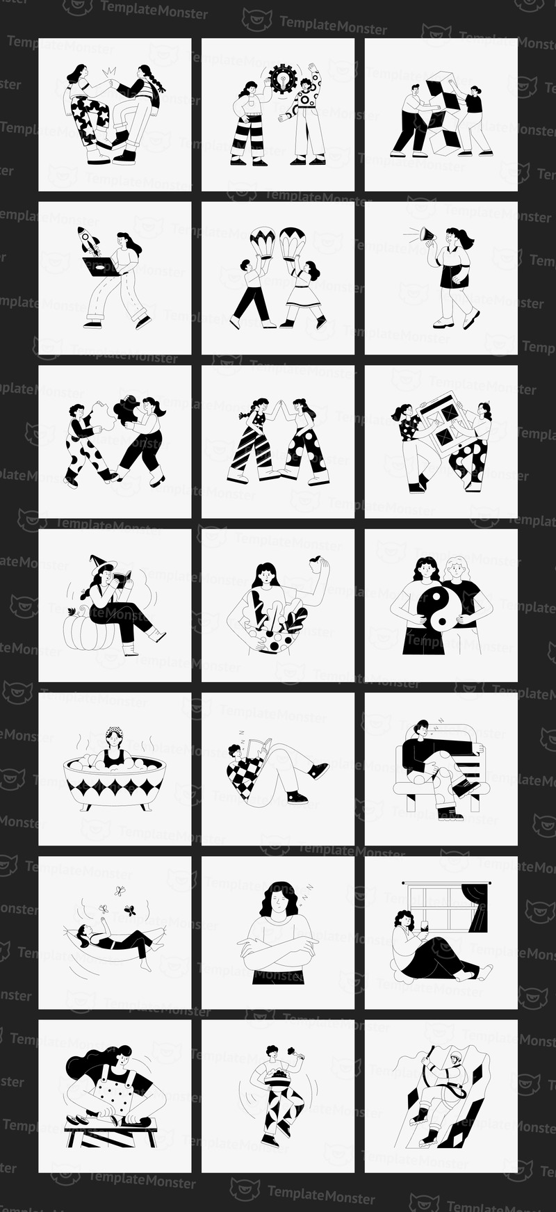 Monokrom illustrationsuppsättning - Features Image 7