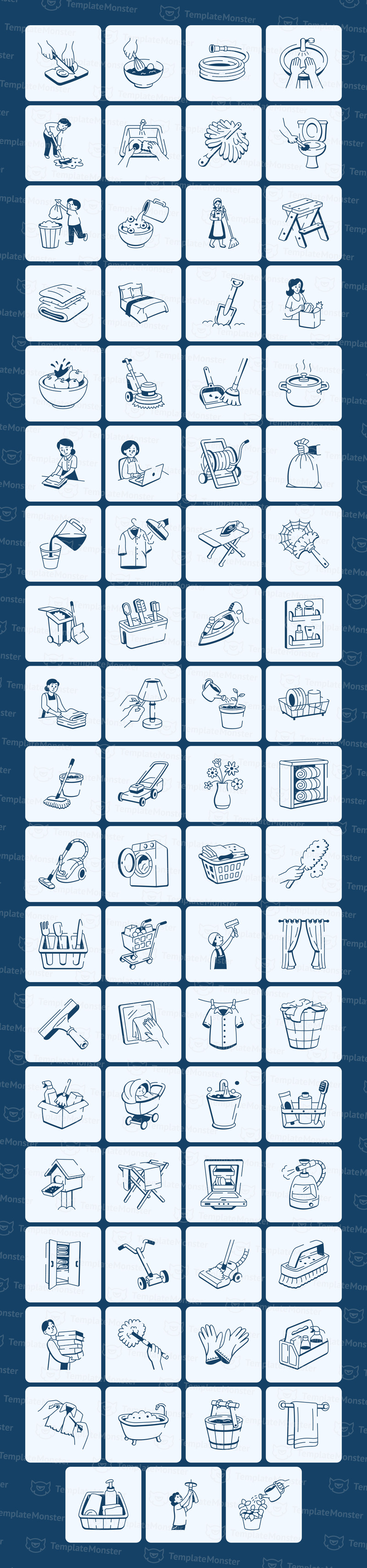 Modern Chores Doodle Icon Set - Features Image 1