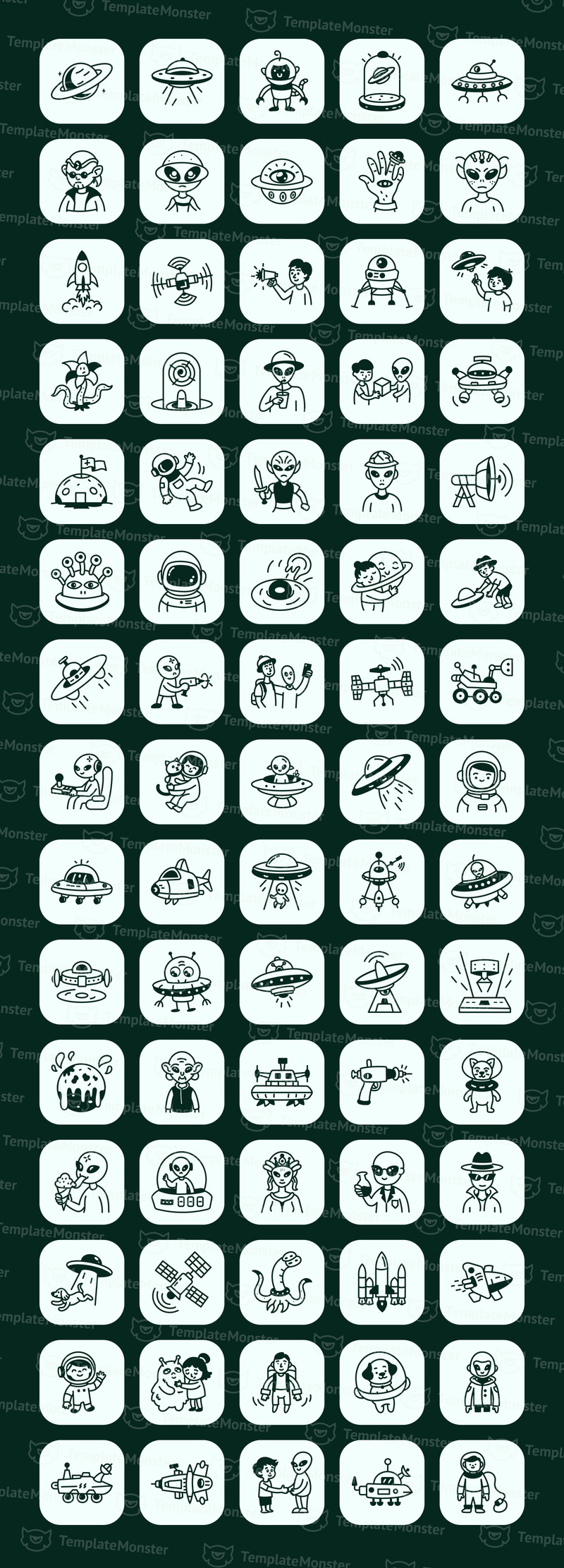 现代 UFO 涂鸦图标集 - Features Image 1