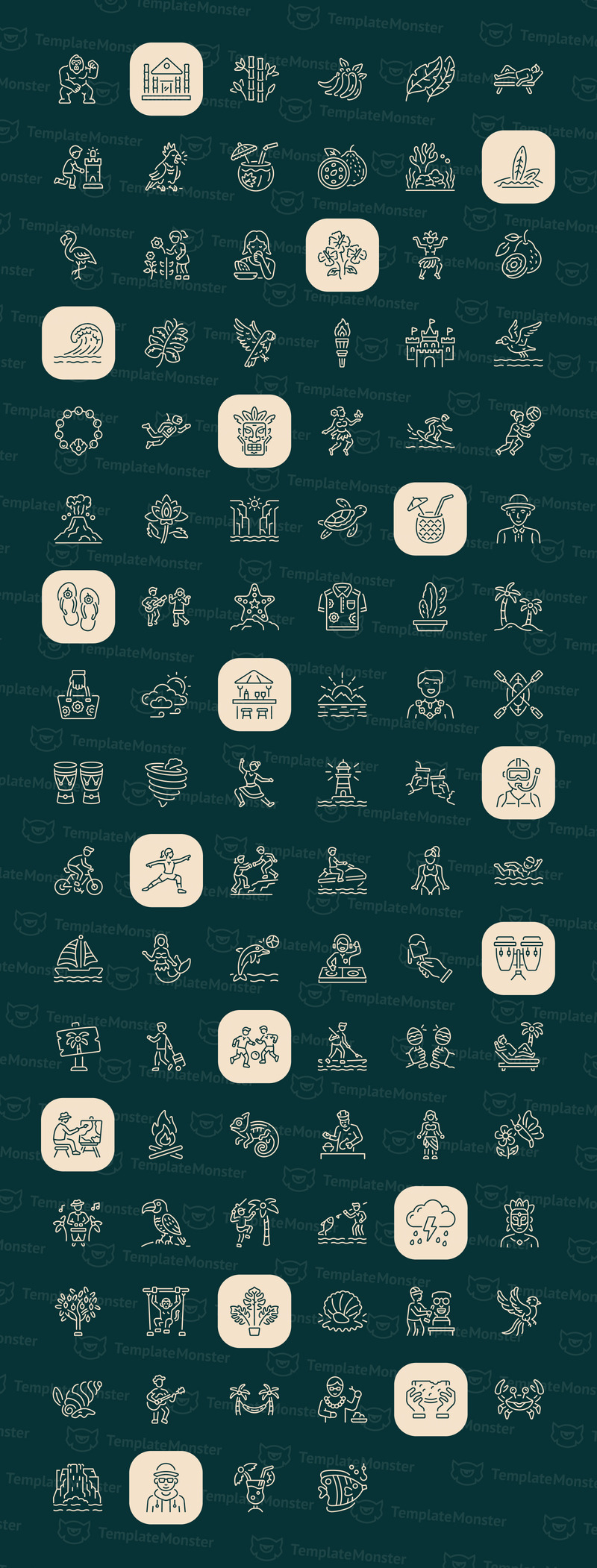 Modern Tropical Icon Art Set - Features Image 1