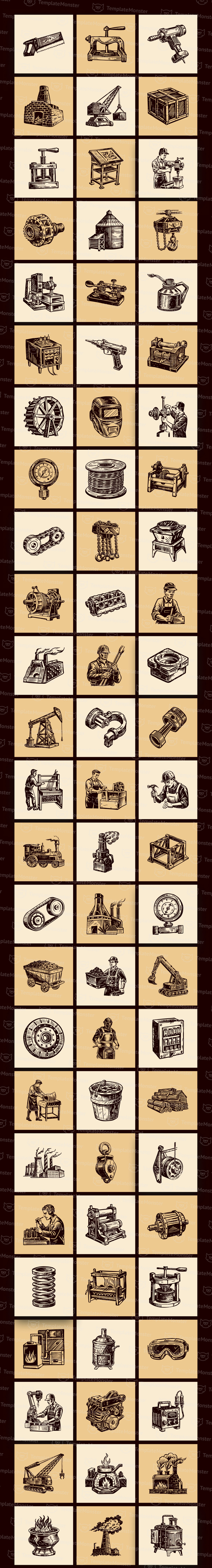 Vintage Industry Illustration Set - Features Image 1