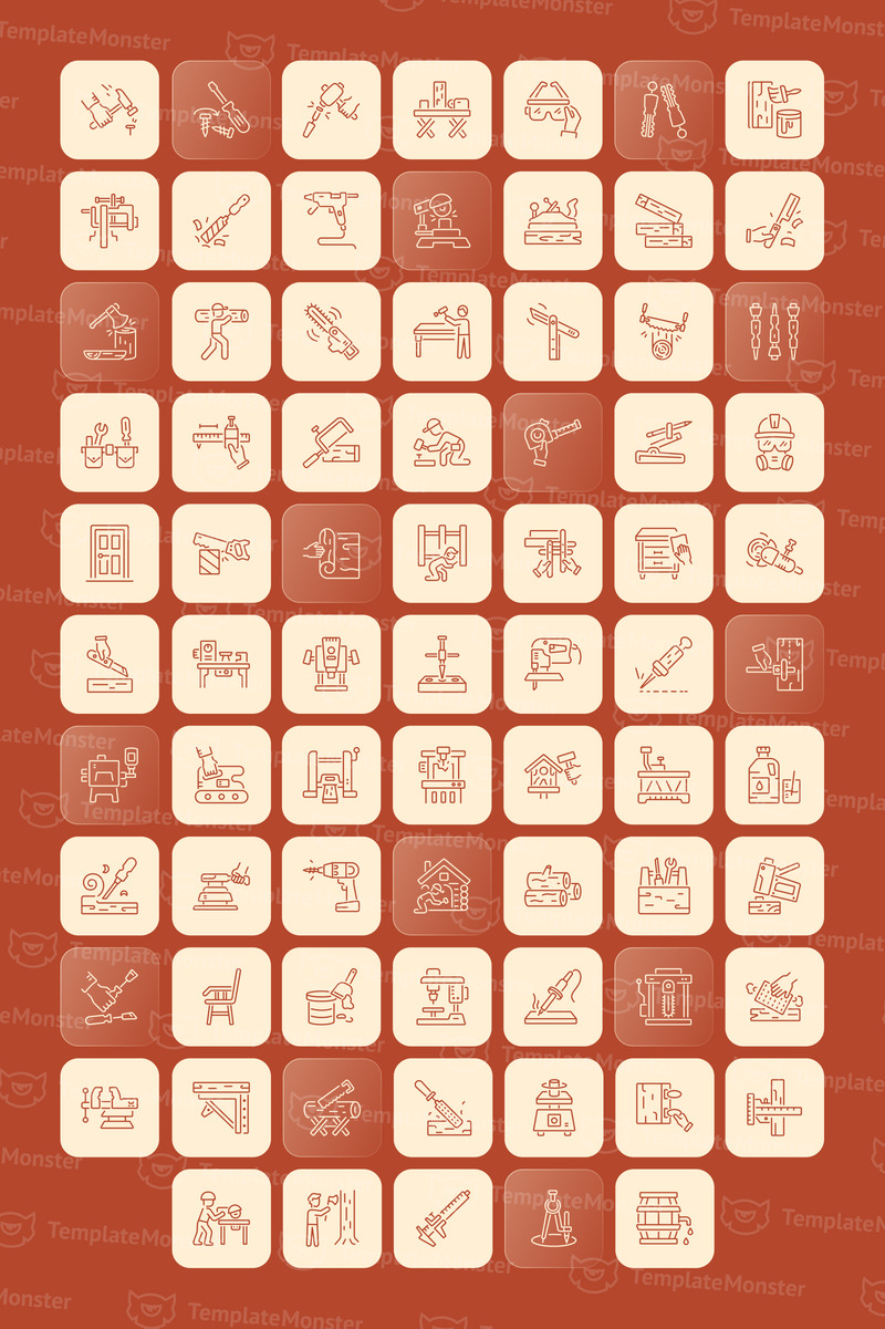 Современный набор иконок для деревообработки - Features Image 1