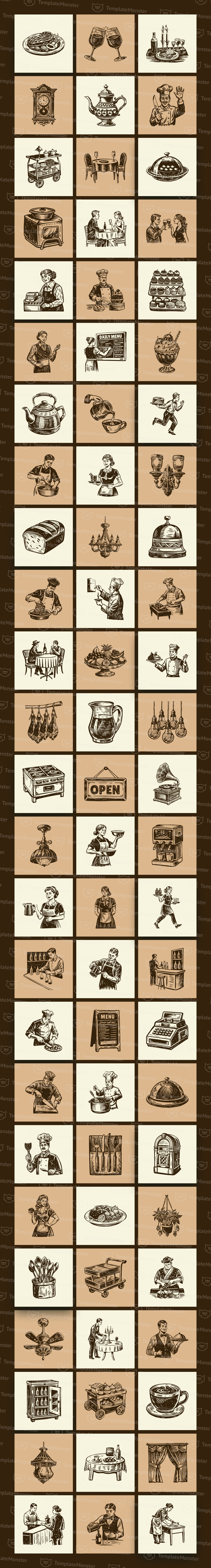 Vintage Restaurant Illustration Set - Features Image 1