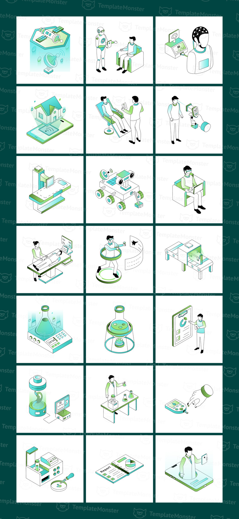 Изометрические иллюстрации перспективных технологий и инноваций. - Features Image 9