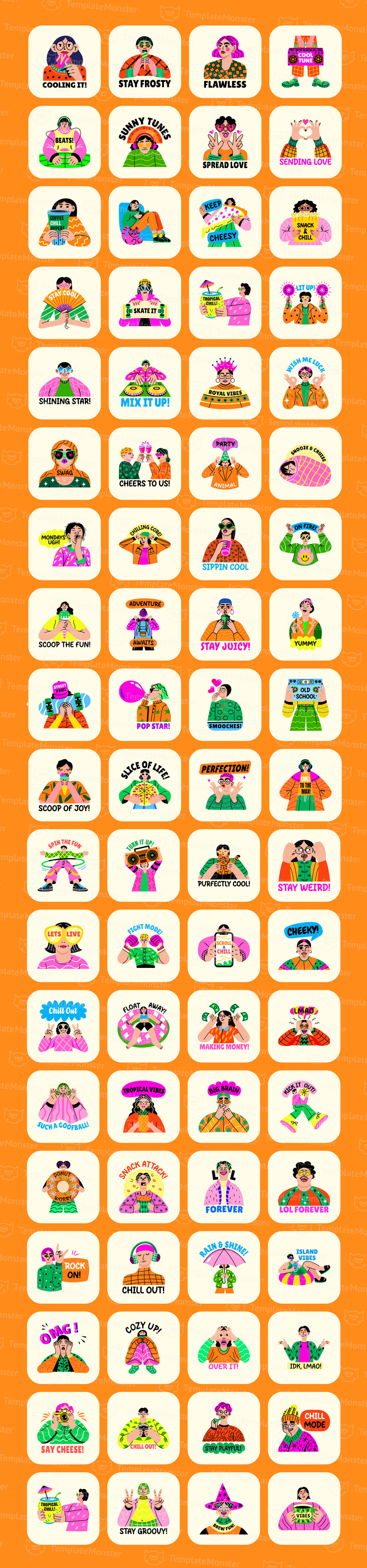 Modern Cool Stickers Icon Set - Features Image 1