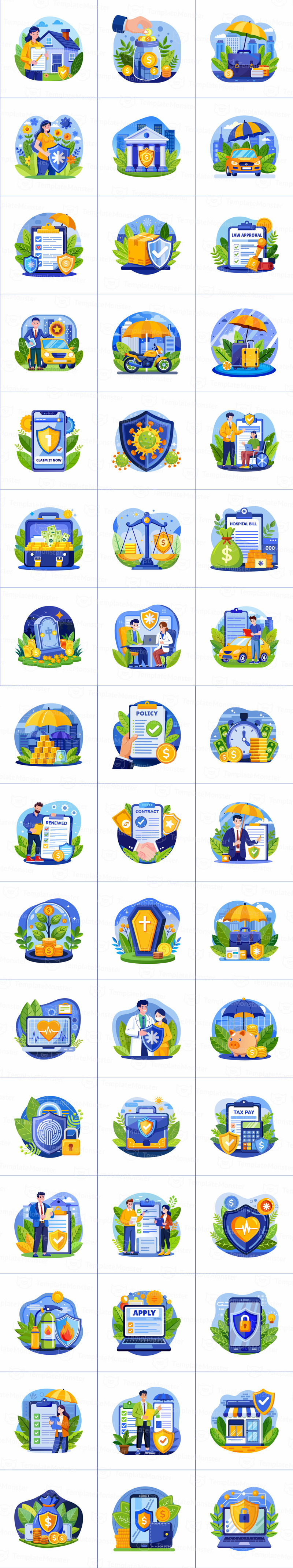 Sada moderních ilustrací pojištění - Features Image 1